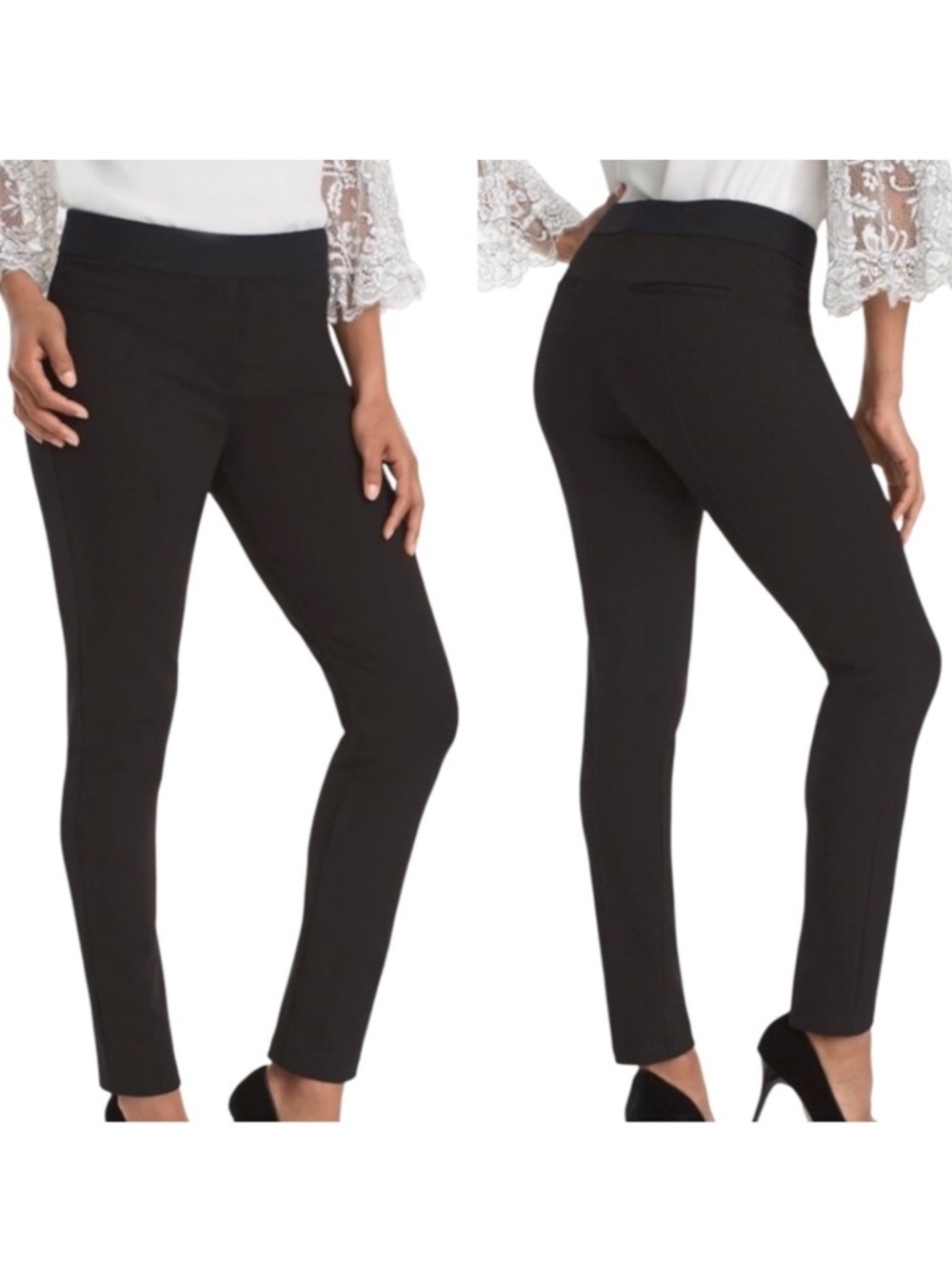 NWT White House Black Market The Body Comfort Size Zip Leggings Black Size 2